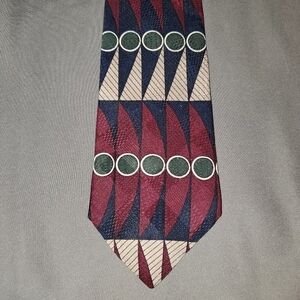 RED, blue, cream geometric tie NEW